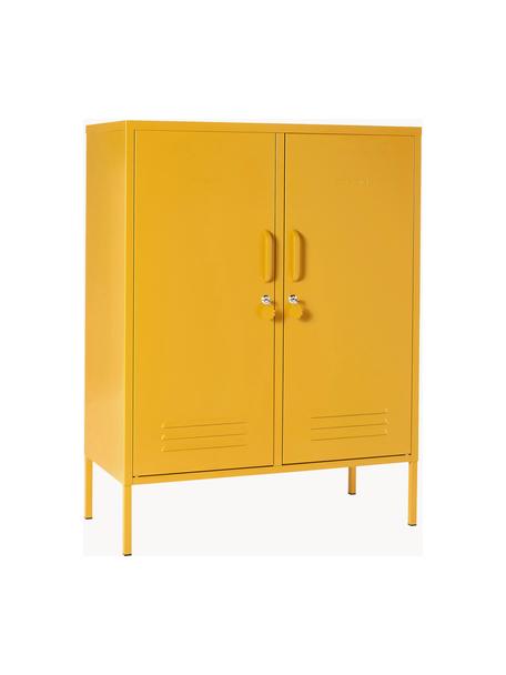 Credenza alta in metallo The Midi, Acciaio verniciato a polvere, Giallo senape, Larg. 85 x Alt. 111 cm