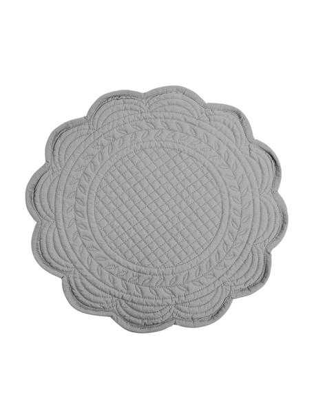Ronde katoenen placemats Boutis, 2 stuks, 100% katoen, Lichtgrijs, Ø 43 cm