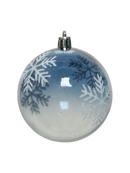 Breukvaste kerstballen blauw Ø 8 cm, 4 stuks, Blauw, transparant, wit, Ø 8 x H 8 cm