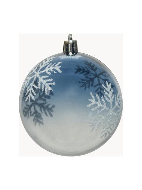 Bombka odporna na stłuczenia Snowflake, 4 szt., Niebieski, transparentny, biały, Ø 8 x W 8 cm