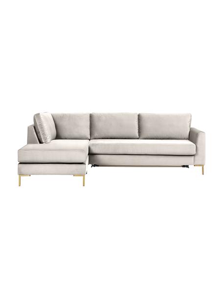 Fluwelen slaapbank Luna (3-zits) met matras, Bekleding: 100% polyester, Oeko-Tex , Frame: massief beukenhout, multi, Fluweel beige, B 270 x D 184 cm, hoekdeel links