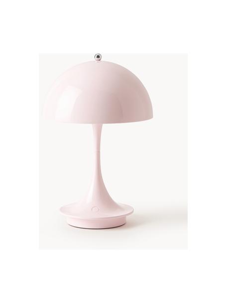 Lampada da tavolo portatile a LED con luce regolabile Panthella, alt. 24 cm, Paralume: acciaio rivestito, Struttura: alluminio rivestito, Acciaio rosa chiaro, Ø 16 x Alt. 24 cm