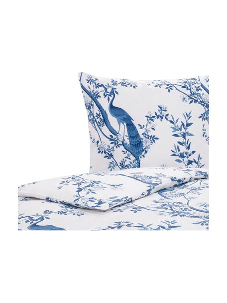 Pościel z perkalu Annabelle, Niebieski, biały, 155 x 220 cm + 1 poduszka 80 x 80 cm