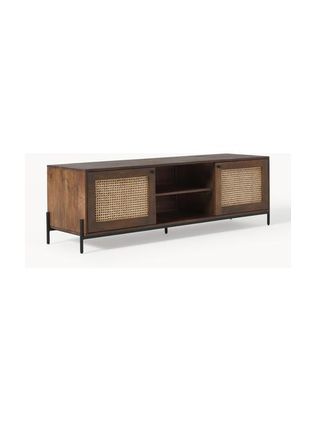 Mobile TV con intreccio viennese Vienna, Piedini: metallo verniciato a polv, Legno di mango, Larg. 160 x Alt. 50 cm