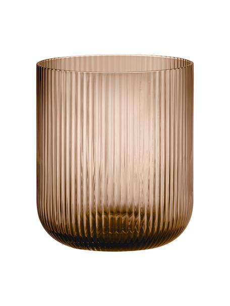Portacanadela con superficie scanalata Ven, Vetro, Ambrato trasparente, Ø 16 x Alt. 16 cm