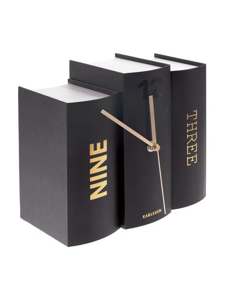 Horloge à poser Book, Papier, Noir, couleur dorée, larg. 20 x haut. 20 cm