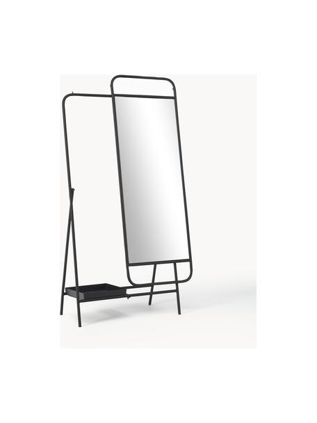 Standspiegel Theo mit Garderobe, Metall, Schwarz, B 93 x H 175 cm