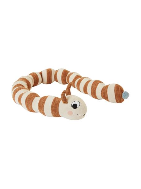 Groot knuffelkussen Leo, Katoen, Karamelbruin, gebroken wit, L 140 cm