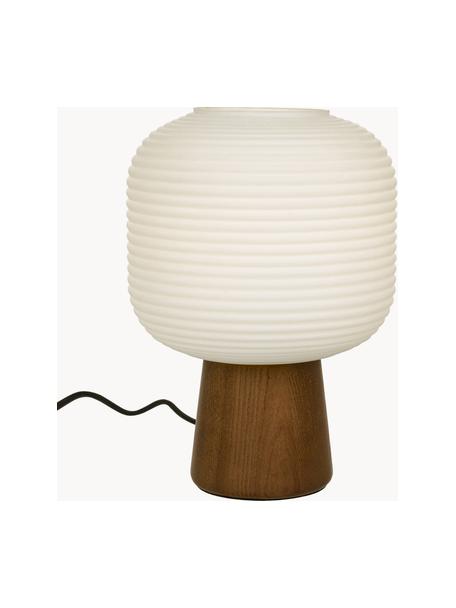 Kleine Tischlampe Aura, Lampenschirm: Glas, Lampenfuß: Holz, Braun, Weiß, Ø 20 x H 29 cm