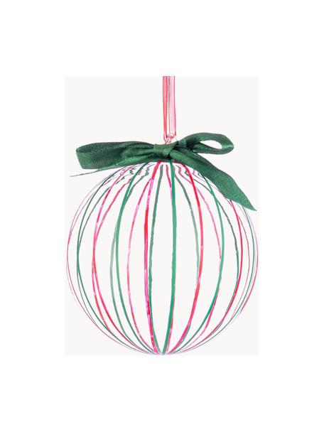 Boules de Noël Stripe Trans, tailles variées, Verre, Transparent, vert, rose vif, Ø 10 x haut. 10 cm, 8 pièces