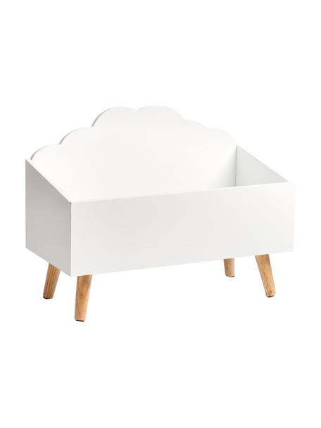 Coffre de rangement enfant Wolke, Blanc, bois d'hévéa, larg. 58 x haut. 45 cm