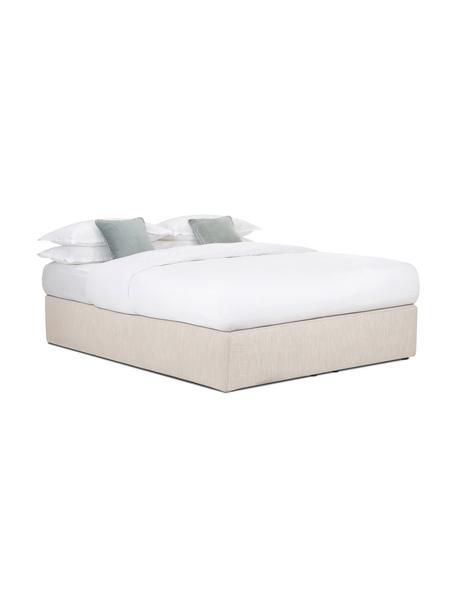 Boxspringbett Enya, Matratze: 5-Zonen-Taschenfederkern, Webstoff Dunkelbeige, B 180 x L 200 cm, Härtegrad H3