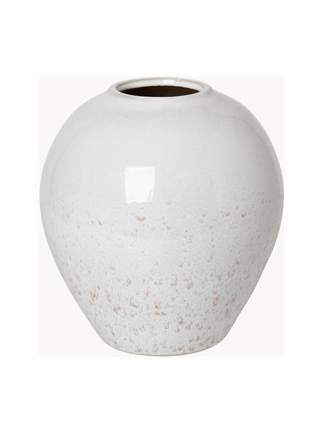 Handgefertigte Vase Ingrid aus Keramik, H 26 cm, Keramik, glasiert, Weiss, gesprenkelt, Ø 24 x H 26 cm