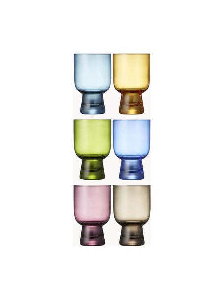 Vasos de colores pequeños Tumbli, 6 uds., Vidrio, Multicolor transparente, Ø 8 x Al 12 cm, 300 ml