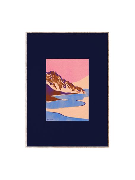 Poster Blue Landscape, 210 g mat Hahnemühle papier, digitale print met 10 UV-bestendige kleuren, Donkerblauw, meerkleurig, B 30 x H 40 cm