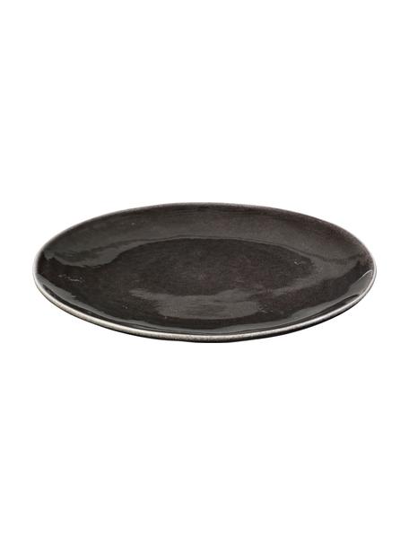 Assiette plate faite main Nordic Coal, 4 pièces, Grès cérame, Tons bruns, Ø 26 cm