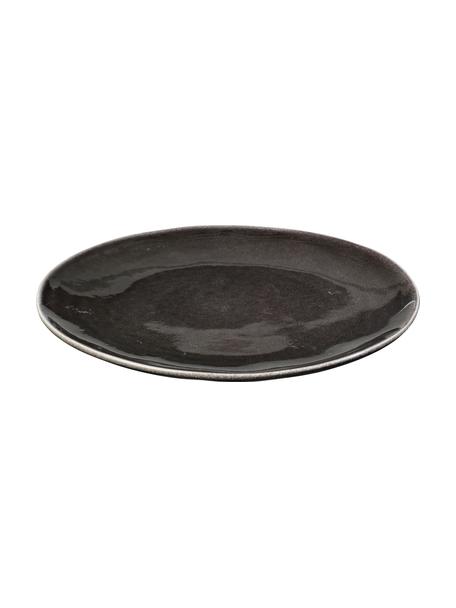 Ručne vyrobený plytký tanier Nordic Coal, 4 ks, Kamenina, Antracitová, Ø 26 cm