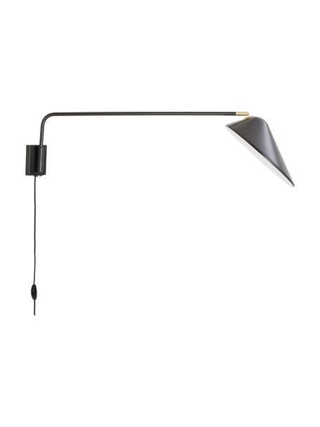 Grande applique murale noire avec prise secteur Neron, Noir, larg. 27 x prof. 100 cm