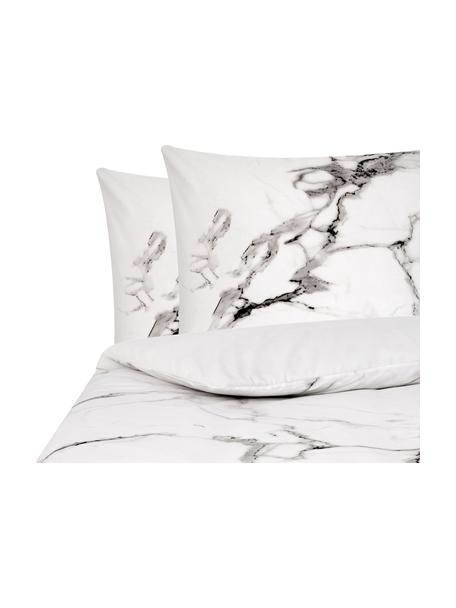 Parure copripiumino reversibile Malin, Grigio chiaro e nero con motivo in marmo, 240 x 220 cm + 2 federe 50 x 80 cm