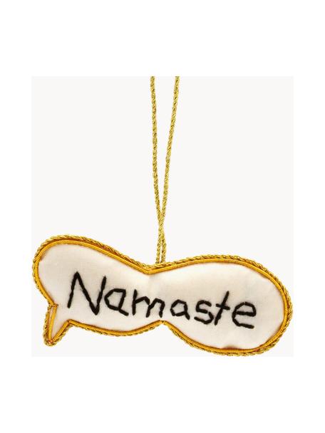 Baumanhänger Namaste, 2 Stück, Kunstfaser, Cremeweiß, Goldfarben, B 15 x H 5 cm
