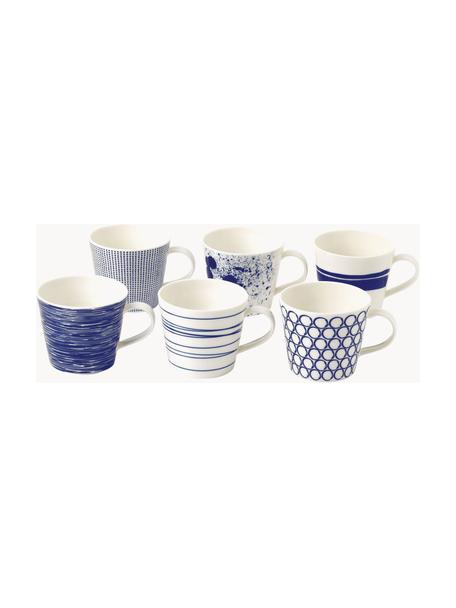 Mokken Pacific blauw van porselein, set van 6, Porseilein, Lichtroze, koningsblauw, Ø 10 x H 9 cm, 400 ml