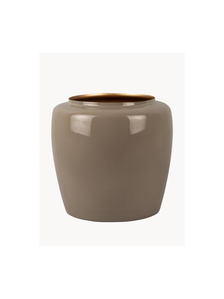 Plantenpot Grand, H 24 cm, Gecoat metaal, Greige, Ø 25 x H 24 cm