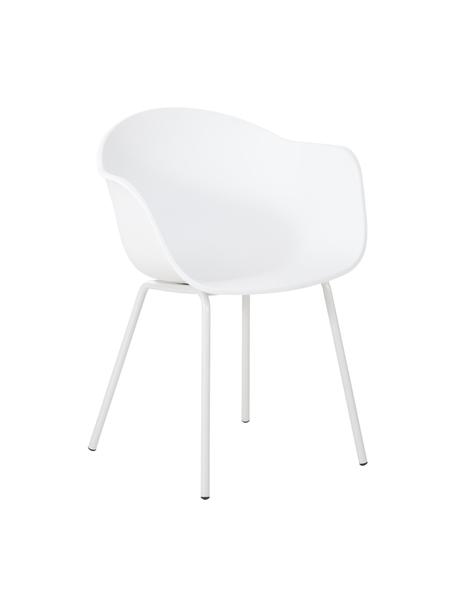 Silla con reposabrazos de plástico Claire, Asiento: plástico, Patas: metal con pintura en polv, Blanco, An 60 x F 54 cm