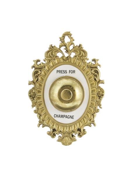 Dekoracja ścienna Press for Champagne, Odcienie złotego, biały, czarny, S 14 x W 23 cm