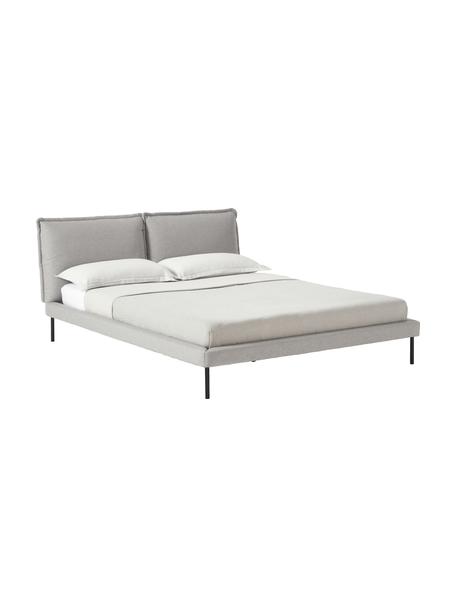 Lit matelassé Amelia, Tissu gris clair, larg. 160 x long. 200 cm