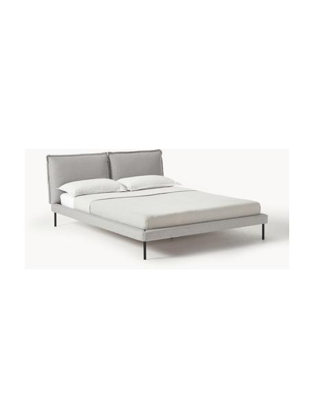 Cama tapizada Amelia, Tapizado: 100% poliéster Alta resis, Estructura: madera contrachapada, Patas: madera, plástico Este pro, Tejido gris claro, An 160 x L 200 cm