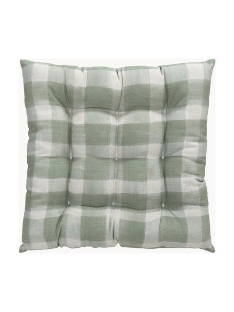 Geruit katoenen zitkussen Milène in groen, Groen, B 40 x L 40 cm