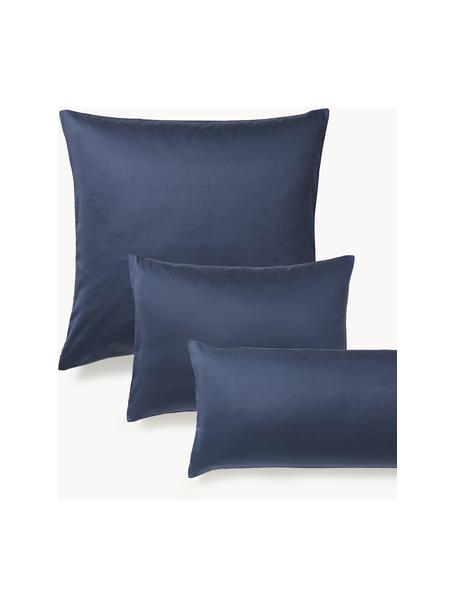 Poszewka na poduszkę z satyny bawełnianej Comfort, Ciemny niebieski, S 70 x D 80 cm