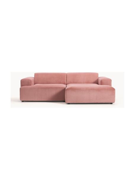 Cord-Ecksofa Melva (3-Sitzer), Bezug: Cord (92% Polyester, 8% P, Gestell: Massives Kiefernholz, Spa, Füße: Kunststoff Dieses Produkt, Cord Altrosa, B 238 x T 143 cm, Eckteil rechts