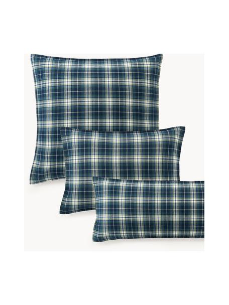 Geruite flanellen kussensloop Macy, Weeftechniek: flanel, Donkerblauw, B 65 x L 65 cm