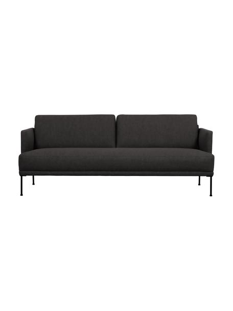 Divano 3 posti con piedini in metallo Fluente, Rivestimento: 100% poliestere Con 40.00, Struttura: legno di pino massiccio, Piedini: metallo verniciato a polv, Tessuto grigio scuro, Larg. 196 x Prof. 85 cm
