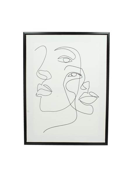Cuadro sobre lienzo enmarcado Aventurina, Blanco, negro, An 45 x Al 60 cm