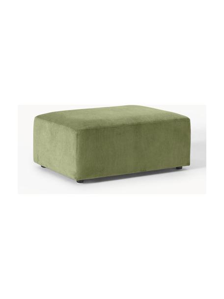 Pouf en velours côtelé Melva, Velours côtelé vert olive, larg. 99 x prof. 72 cm