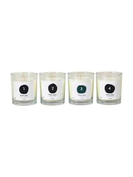 Set 4 candele profumate dell'Avvento Lilu, Cera, Bianco, Ø 7 x Alt. 8 cm
