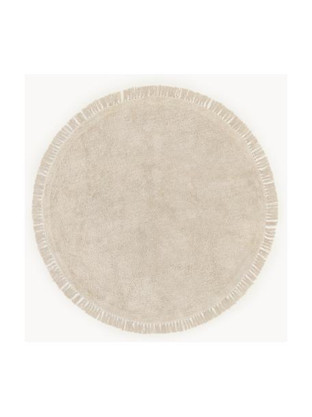 Alfombra redonda artesanal de algodón Daya, Beige claro, Ø 150 cm (Tamaño M)