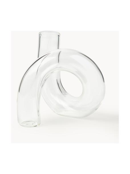 Handgefertigte Vase Zaida, H 12 cm, Glas, Transparent, B 11 x H 12 cm