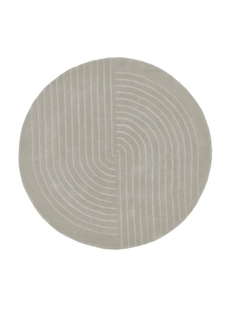 Rond wollen vloerkleed Mason, handgetuft, Bovenzijde: 100% wol, Onderzijde: 100% katoen Bij wollen vl, Lichtgrijs, Ø 150 cm (maat M)