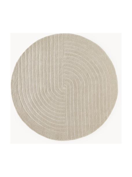 Kulatý ručně všívaný vlněný koberec Mason, Světle šedá, Ø 120 cm (velikost S)