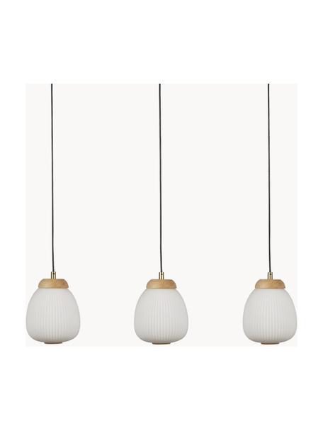 Grande suspension grappe Ella, Blanc cassé, bois clair, larg. 79 x haut. 20 cm