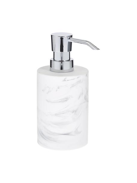 Distributeur de savon aspect marbre Swan, Récipient : blanc, marbré Mécanisme de dosage : couleur argentée, Ø 7 x haut. 17 cm