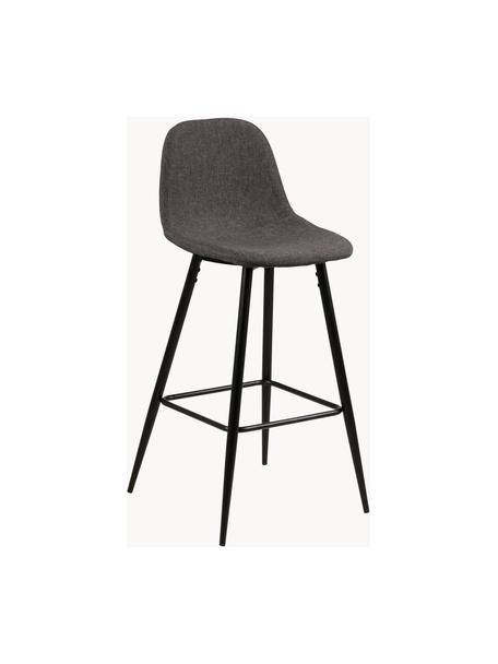 Krzesło kontuarowe Wilma, 2 szt., Tapicerka: poliester, Stelaż: metal lakierowany, Ciemnoszara tkanina, S 44 x W 91 cm