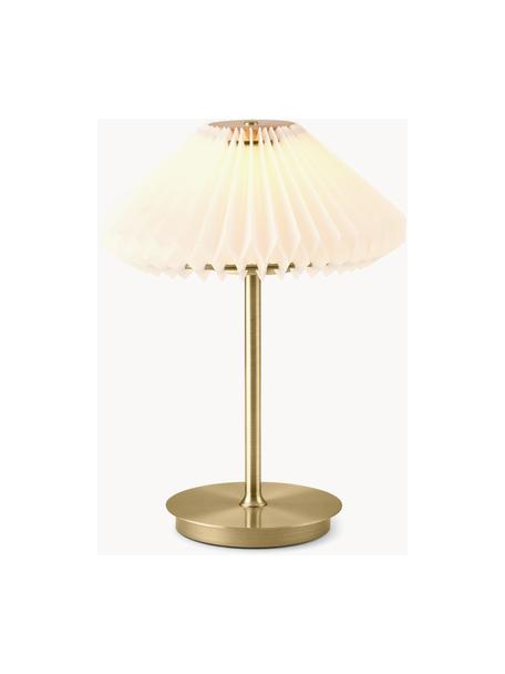 Kleine mobiele LED tafellamp Paris To Go, dimbaar, Lampenkap: kunstvezel, Wit, goudkleurig, Ø 22 x H 28 cm