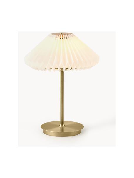 Lámpara de mesa LED regulable Paris To Go, portátil, Pantalla: fibra sintética, Blanco, dorado, Ø 22 x Al 28 cm