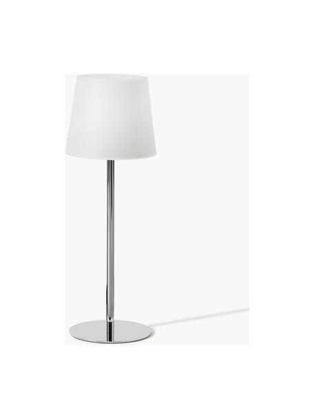 Dimbare tafellamp Fausta met USB-aansluiting, Lampenkap: kunststof, Lampvoet: gecoat metaal, Zilverkleurig, wit, Ø 13 x H 37 cm