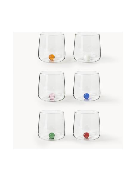 Set di 6 bicchieri in vetro soffiato Bilia, Vetro borosilicato, Trasparente, bianco, ambra, blu, rosa, verde, giallo arancio, Ø 9 x Alt. 9 cm, 440 ml