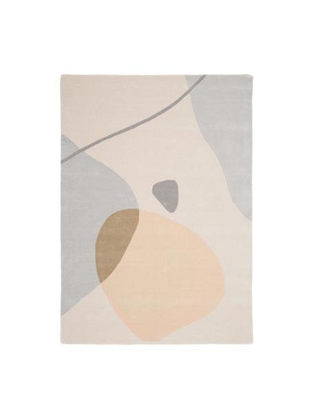 Handgetuft wollen vloerkleed Luke met abstract patroon, Bovenzijde: 100% wol, Onderzijde: 100% katoen Bij wollen vl, Beige, grijs, abrikooskleurig, B 120 x L 180 cm (maat S)